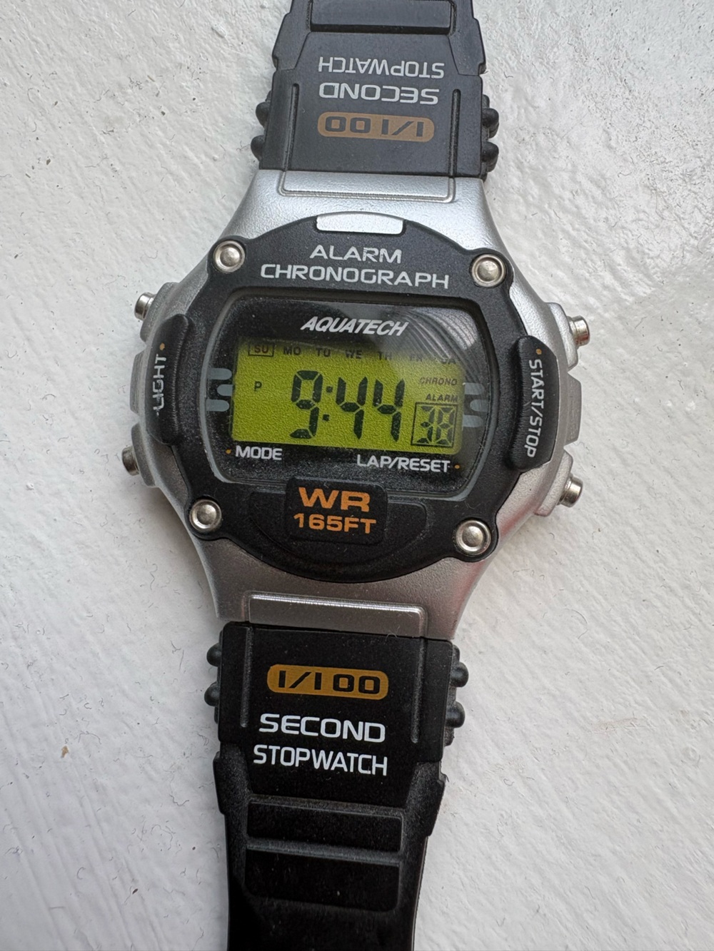 Aquatech Advance Men’s 9.25” Black Chrono Sports Watch WR Digital New Battery